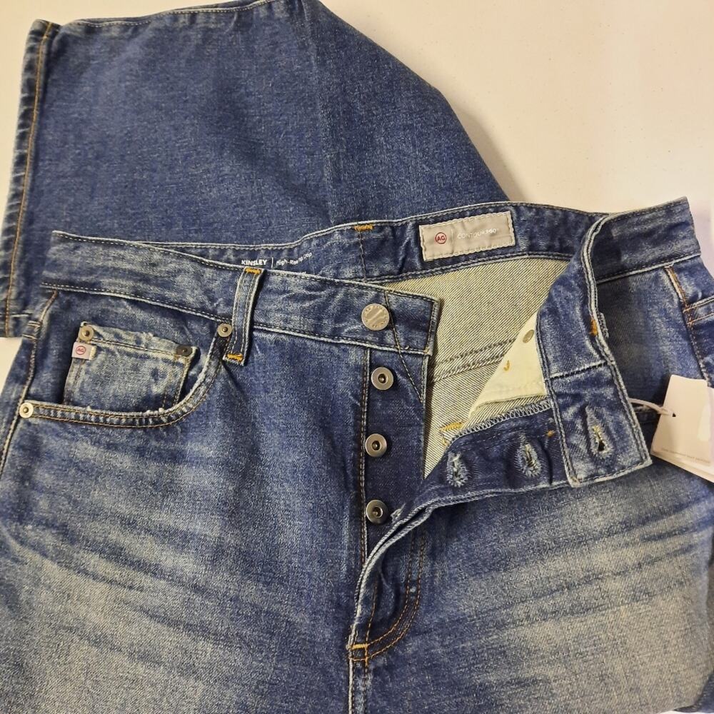 AG Denim Kinsley Jeans Women's Size 32R Blue High Rise Pop Crop Flare Wide Leg - Picture 13 of 14